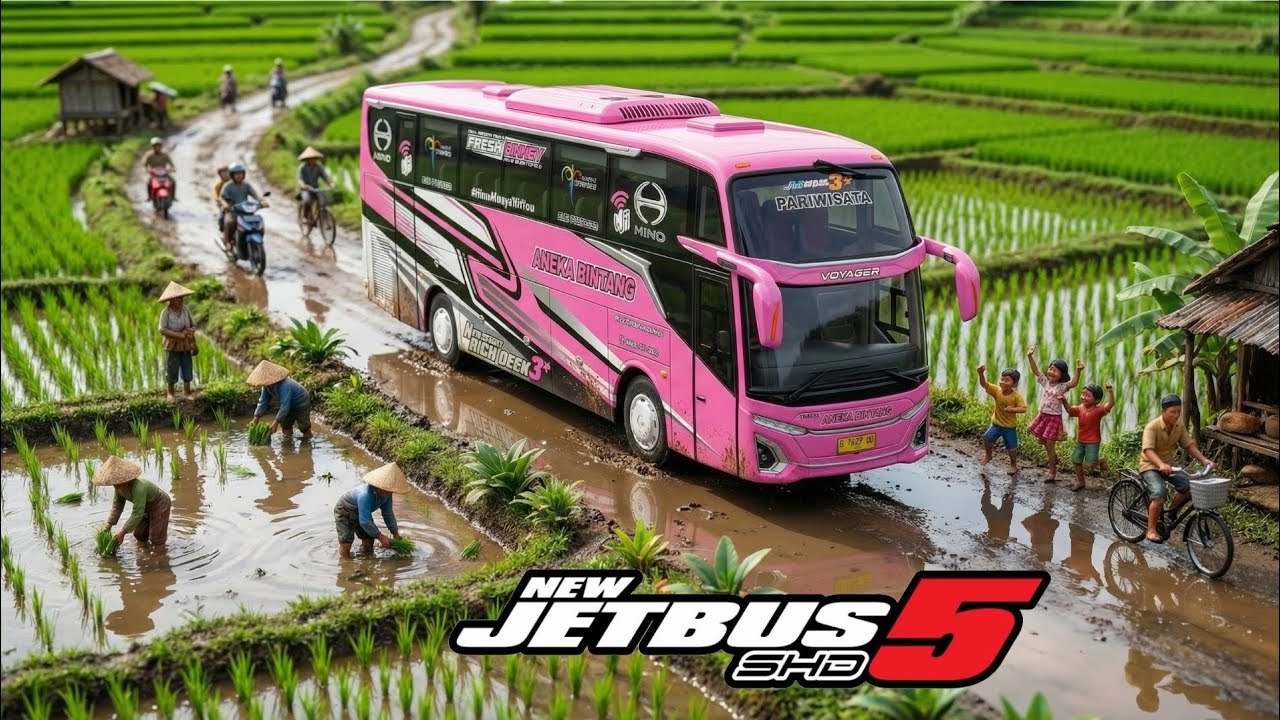Bus Pariwisata Lewat Sawah Ambil Jalan Alternatif 😱 Jetbus5 Aneka Bintang | Miniatur Super Realistis