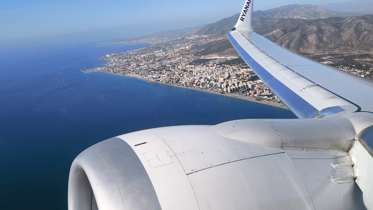 Flight View Ryanair Boeing 737 MAX Taxi & Takeoff – Amazing Spooling Sound | Malaga Airport | 4K