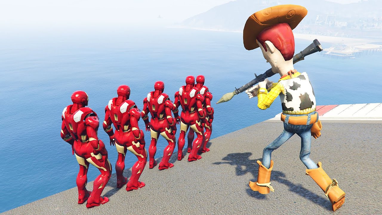 GTA 5 Gameplay Water Ragdolls WOODY VS IRON MAN (Euphoria Physics, Ragdolls Fails, Funny Moments)