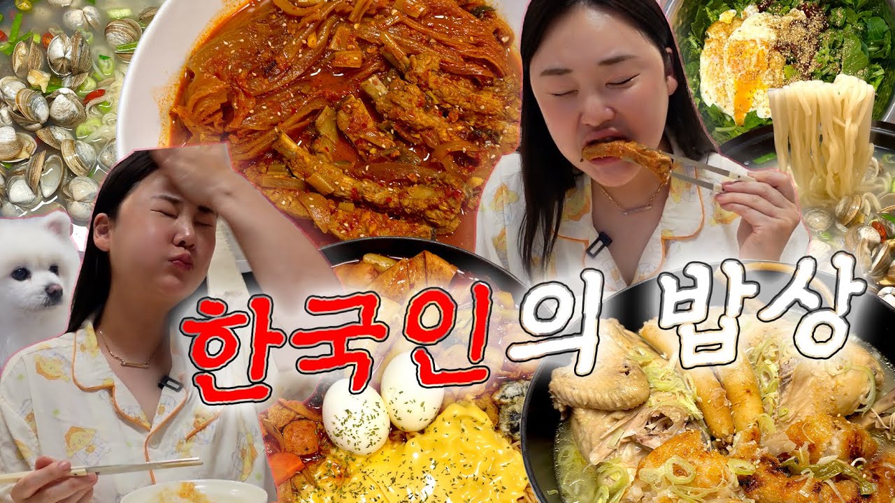 먹방 vlog I 한국인의 밥상 여름편 I 생열무비빔밥+동죽칼국수, 묵은지등갈비찜, 초복 누룽지닭백숙, 라볶이, 닭개장