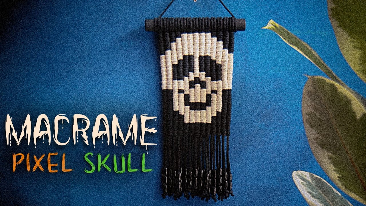 DIY: Tutorial Macrame Pixel Skull / Decorations for Halloween 🦇 🧟‍♂️🧛🏻‍♂️ 2022 🧙🏻‍♀️👻