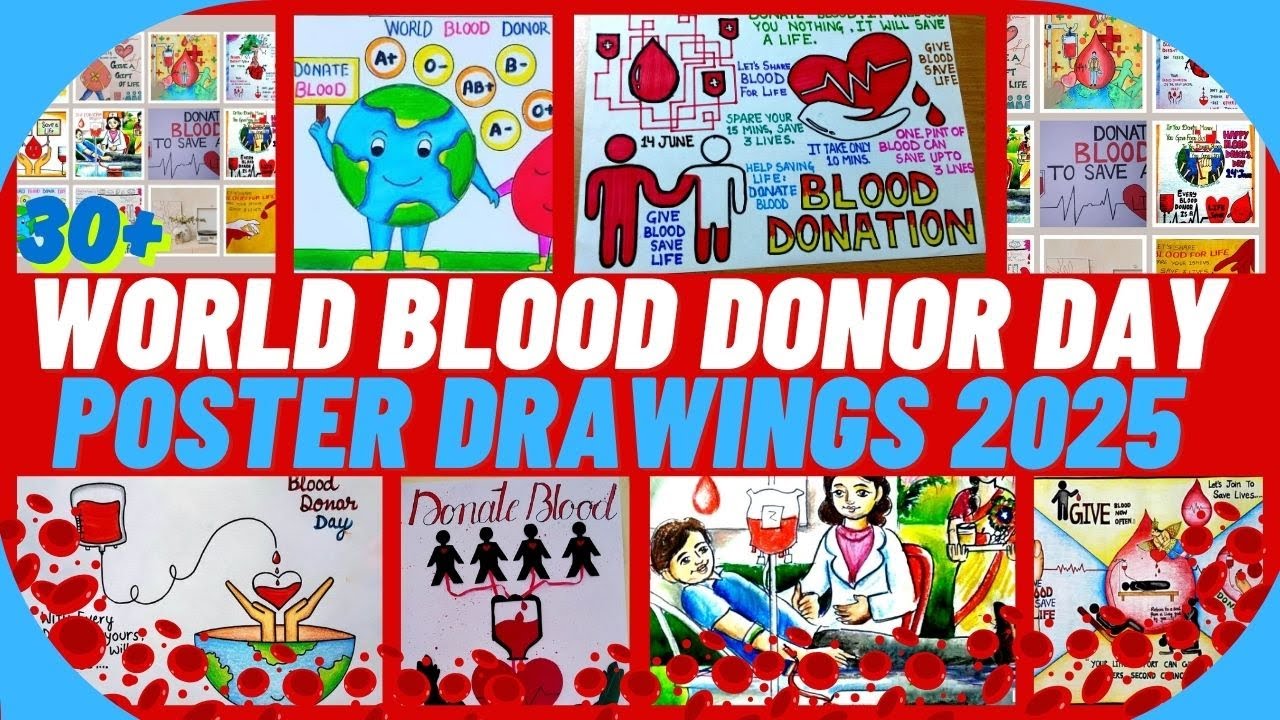 World blood donor day Poster drawing ideas 2025 | Easy posters on World Blood Donor Day