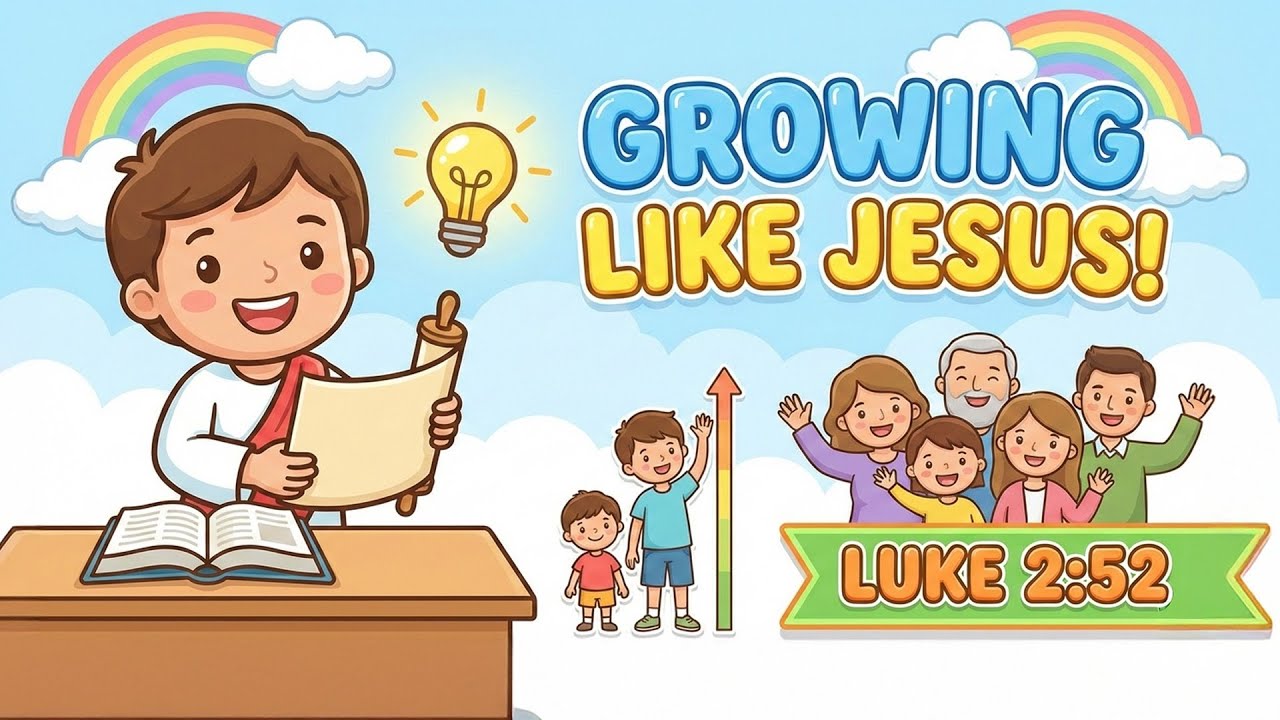 Luke 2:52. And Jesus grew in wisdom and stature, and in favor with God and man. For kids!