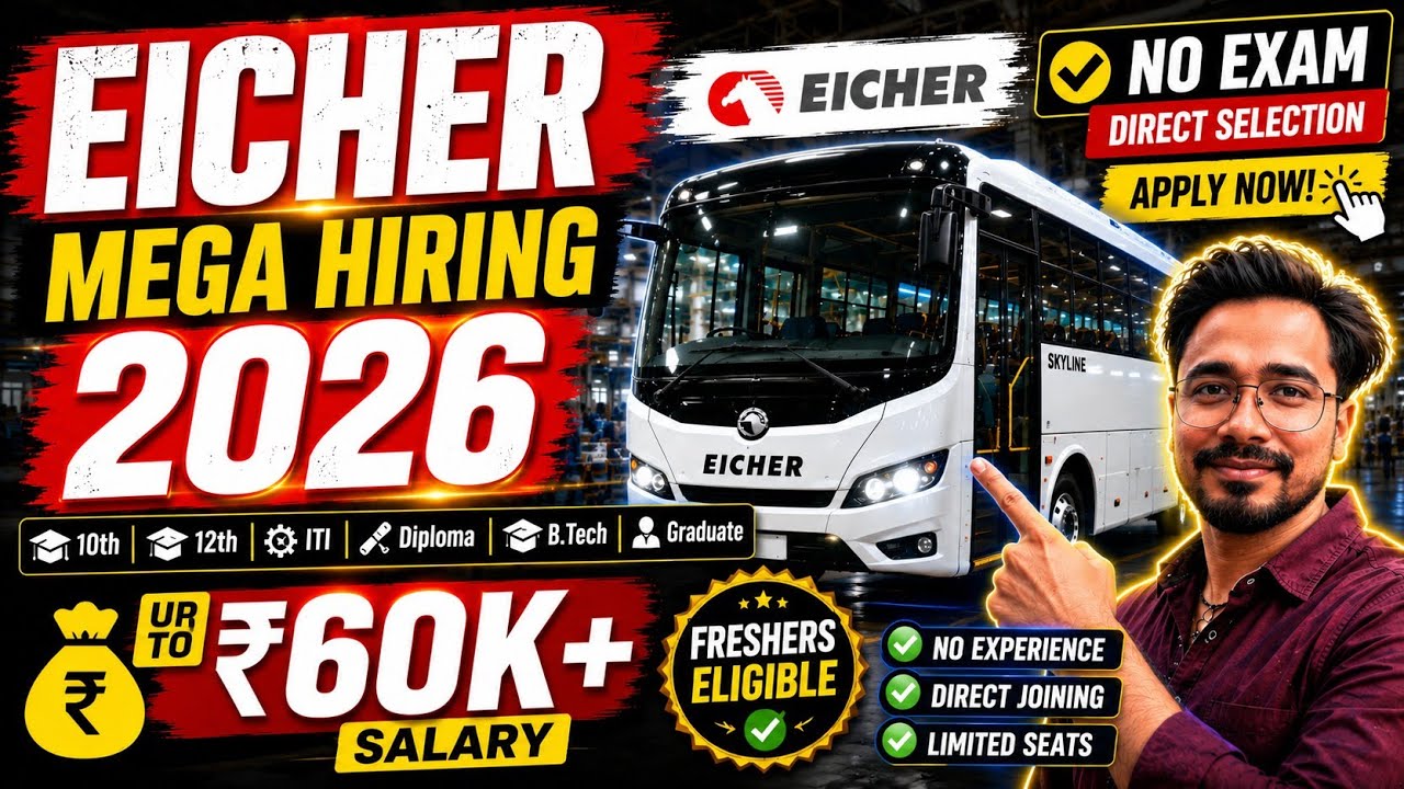 🔥 Eicher Hiring Started 2026 | 10th 12th ITI Diploma B.Tech Graduate | Freshers Can Apply