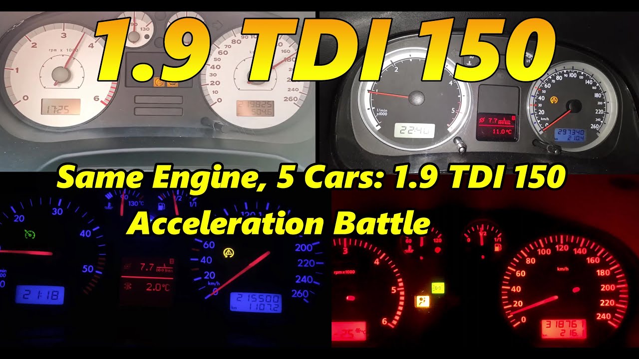 Same Engine, 5 Cars &mdash; 1.9 TDI 150 HP Acceleration Battle