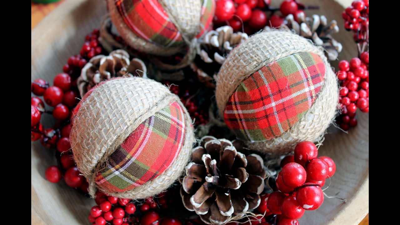 Plaid and Burlap Christmas Ornaments