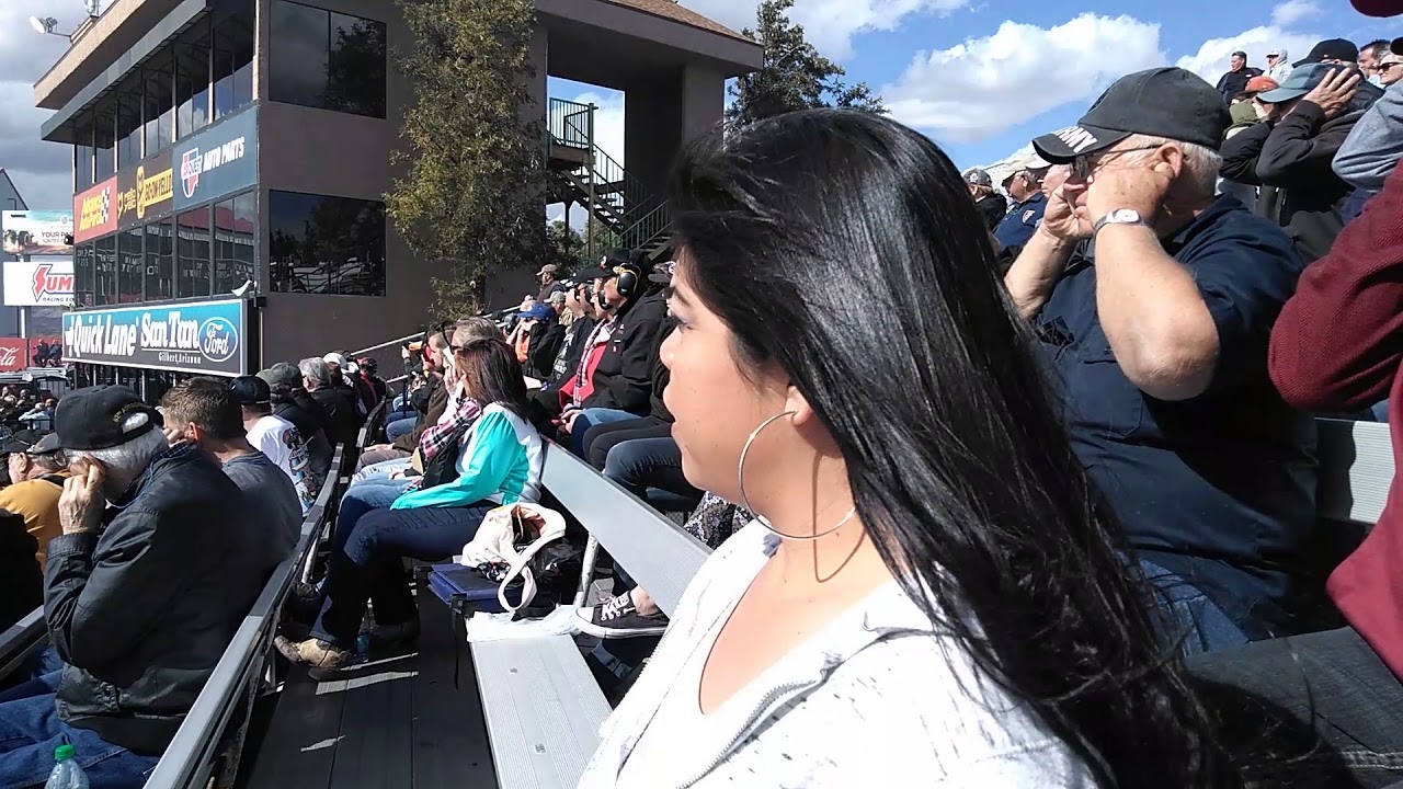 My wife's first time hearing and seeing a NHRA top fuel dragster reaction Arizona nationals