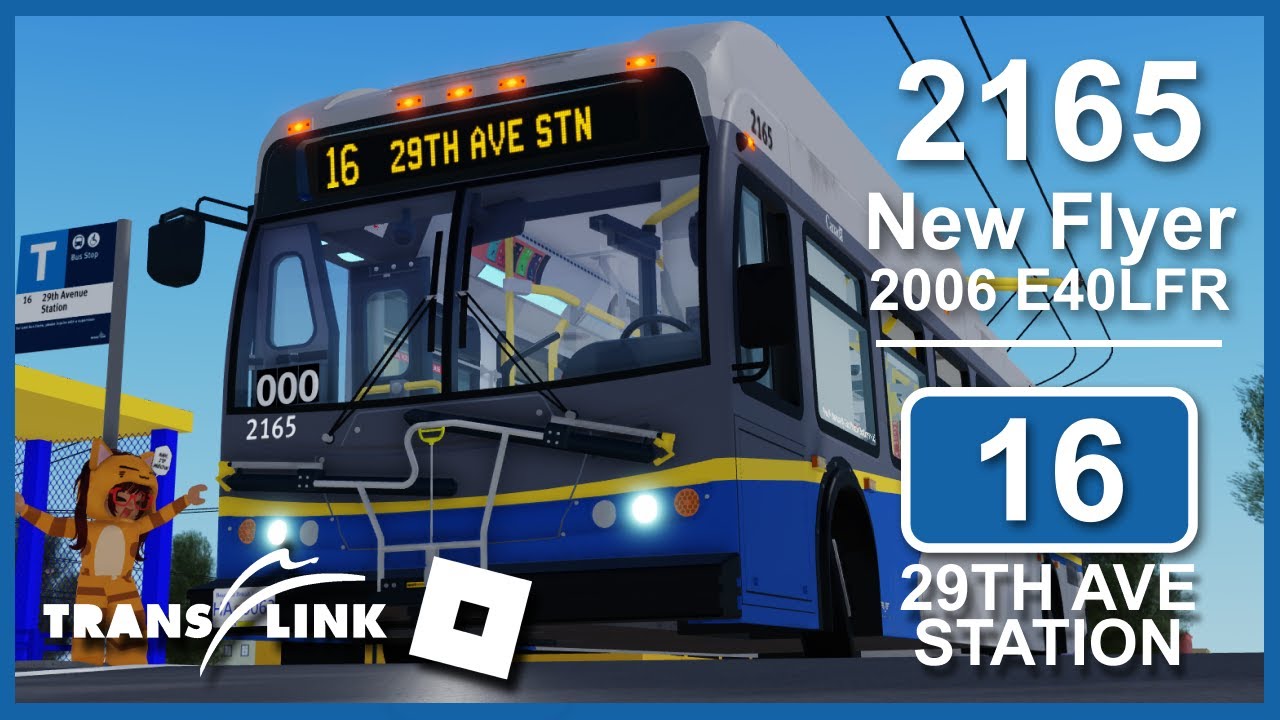 ROBLOX Driving | Translink SCBCTA · #2165 2006 New Flyer E40LFR · 16 to 29th Ave Station