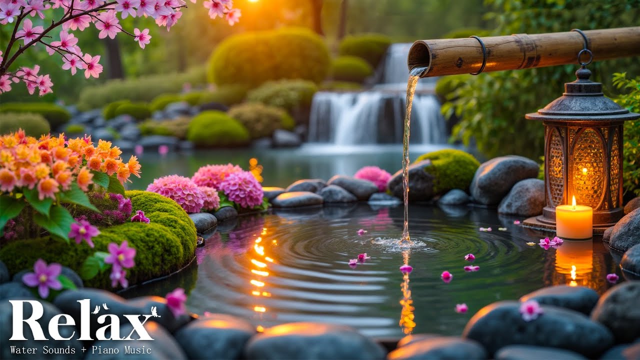 Relaxing Music + Bamboo Water Fountain 🌿 Relieve Stress, Anxiety & Depression | Calm Mind & Body