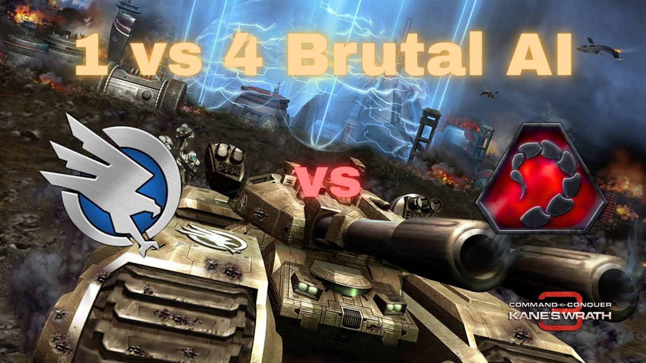 GDI vs 4 NOD Brutal AIs &ndash; EPIC Skirmish! | C&C 3 Tiberium Wars
