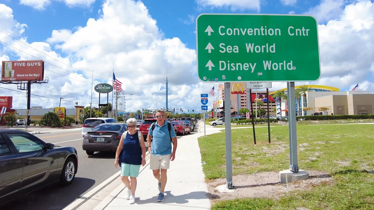Walking Along International Drive Orlando in 4K: Congo River Golf to Sand Lake Road · Florida USA