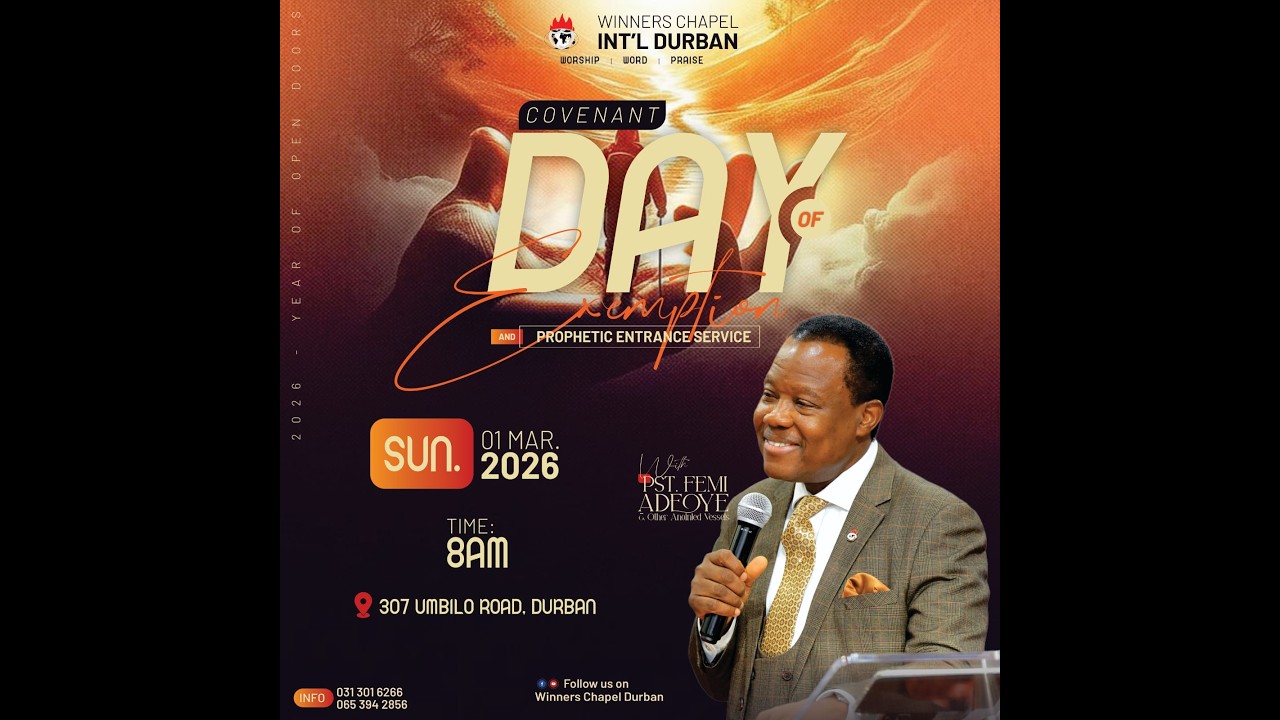 COVENANT DAY OF EXEMPTION SERVICE | 1, MARCH 2026 | WINNERS CHAPEL INT'L DURBAN