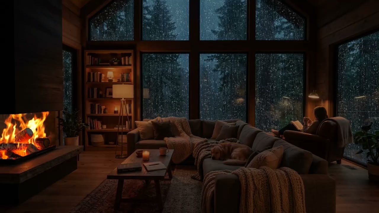 🔥 Gentle Rain and Fireplace Crackling for Peaceful Meditation