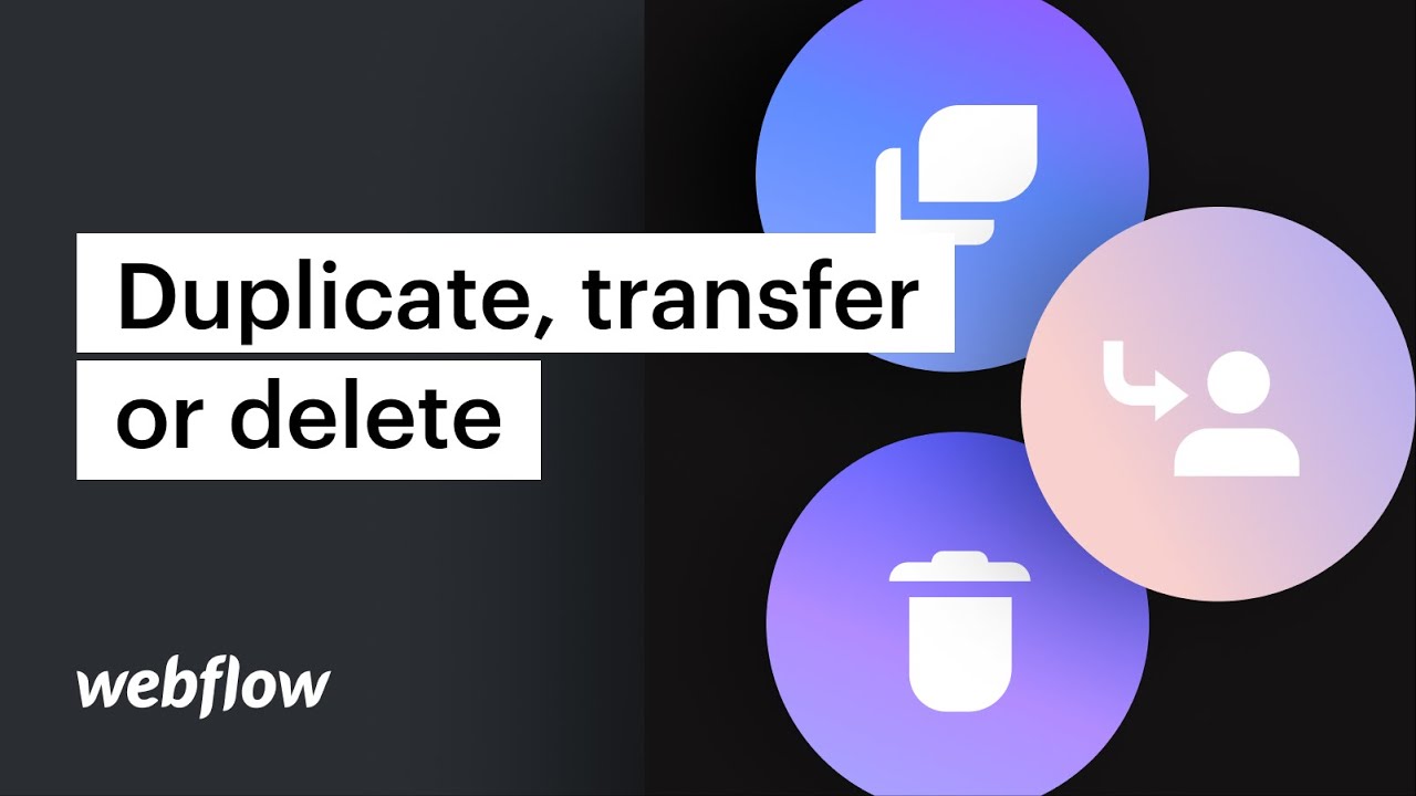 Duplicate, transfer, or permanently delete a project &ndash; Webflow tutorial