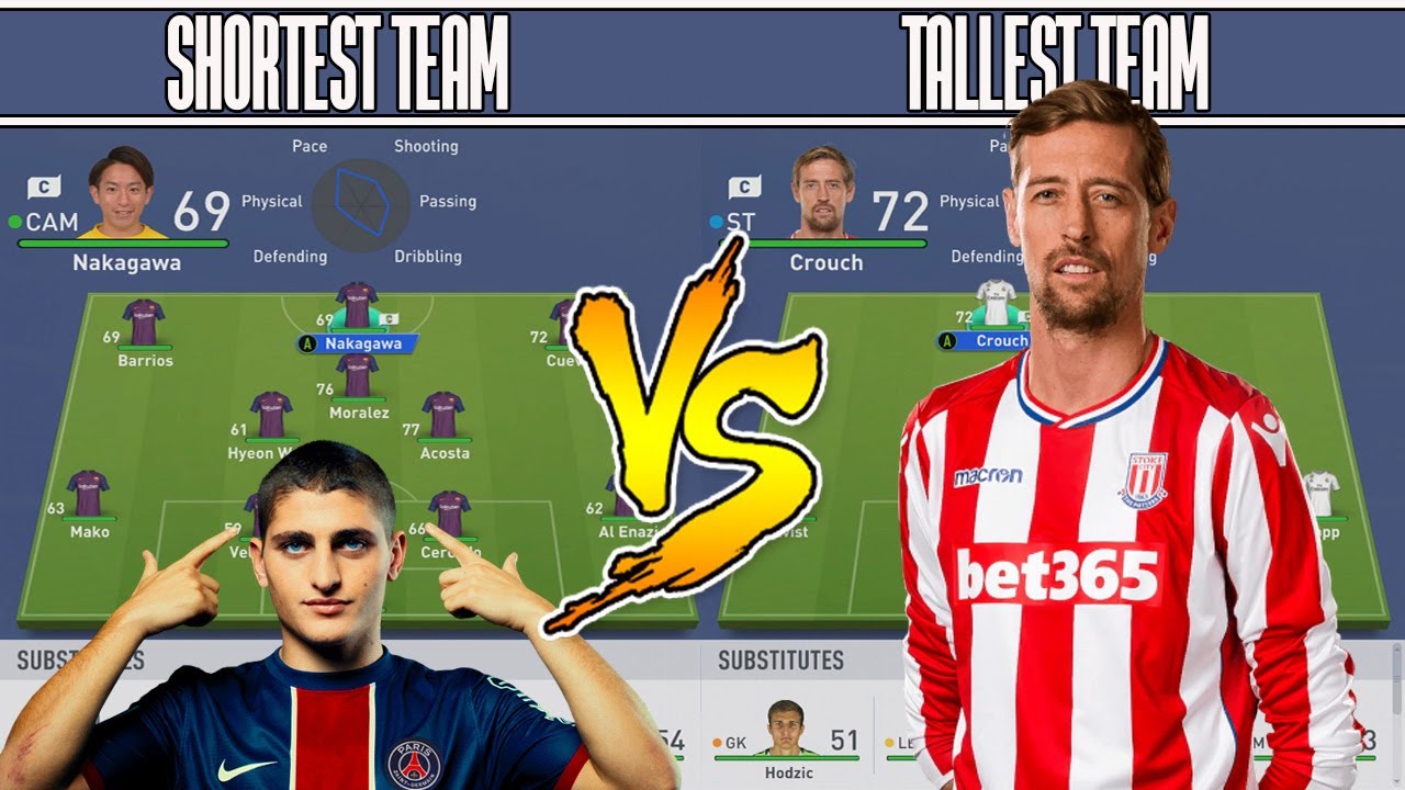 SHORTEST TEAM VS TALLEST TEAM IN FIFA 19 EXPERIMENT! BREAKS THE GAME!