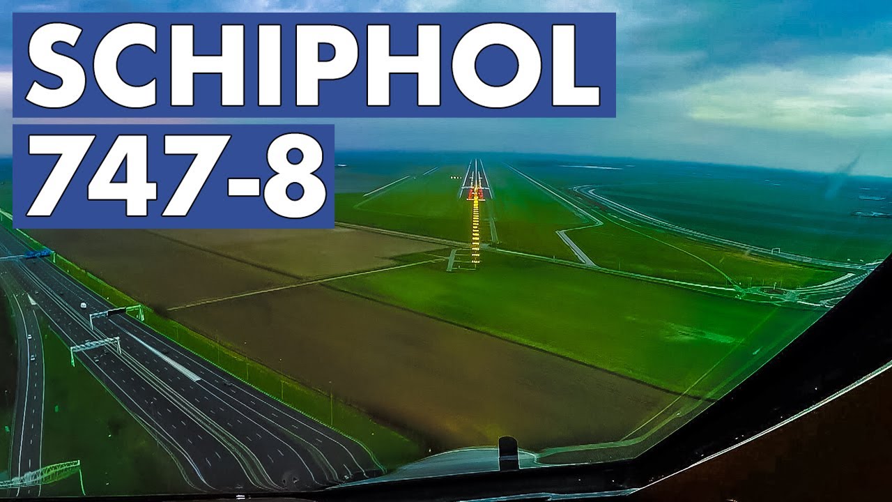 BOEING 747-8 Nose View Landing AMS Schiphol
