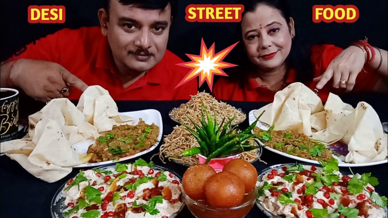 INDIAN STREET SIDE FOOD SPICY🔥CHILLI SAMOSA CHAAT🌶NOODLES🍝 RUMALI ROTI BAINGAN BHARTA CHALLENGE#food