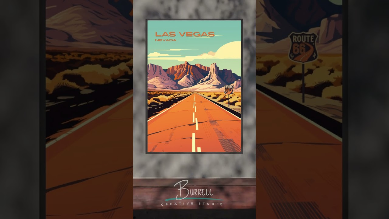 Las Vegas Nevada Route 66 Travel Poster & Wall Art Poster Print
