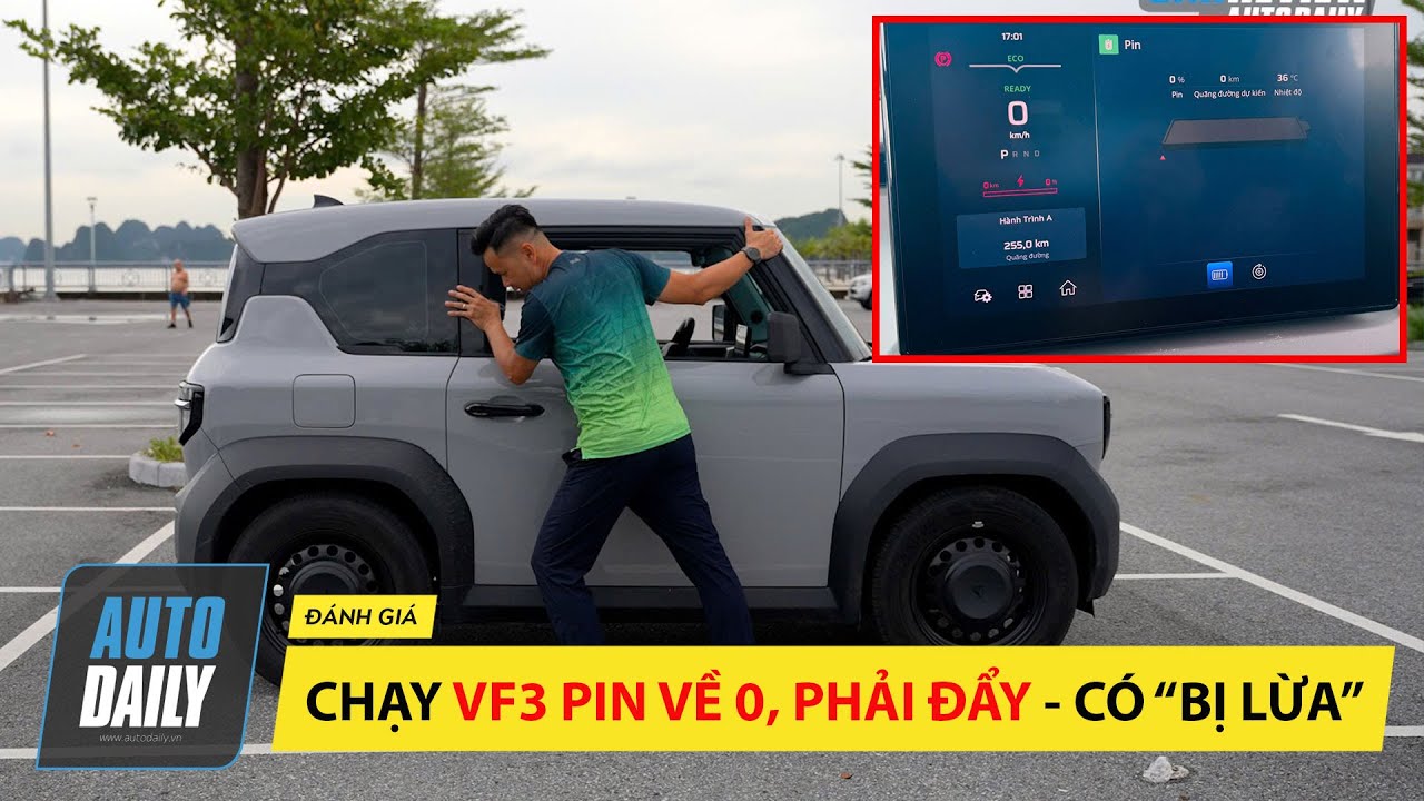 Thử thách chạy VF3 pin về 0%, xe dừng, phải đẩy, xem VinFast có 