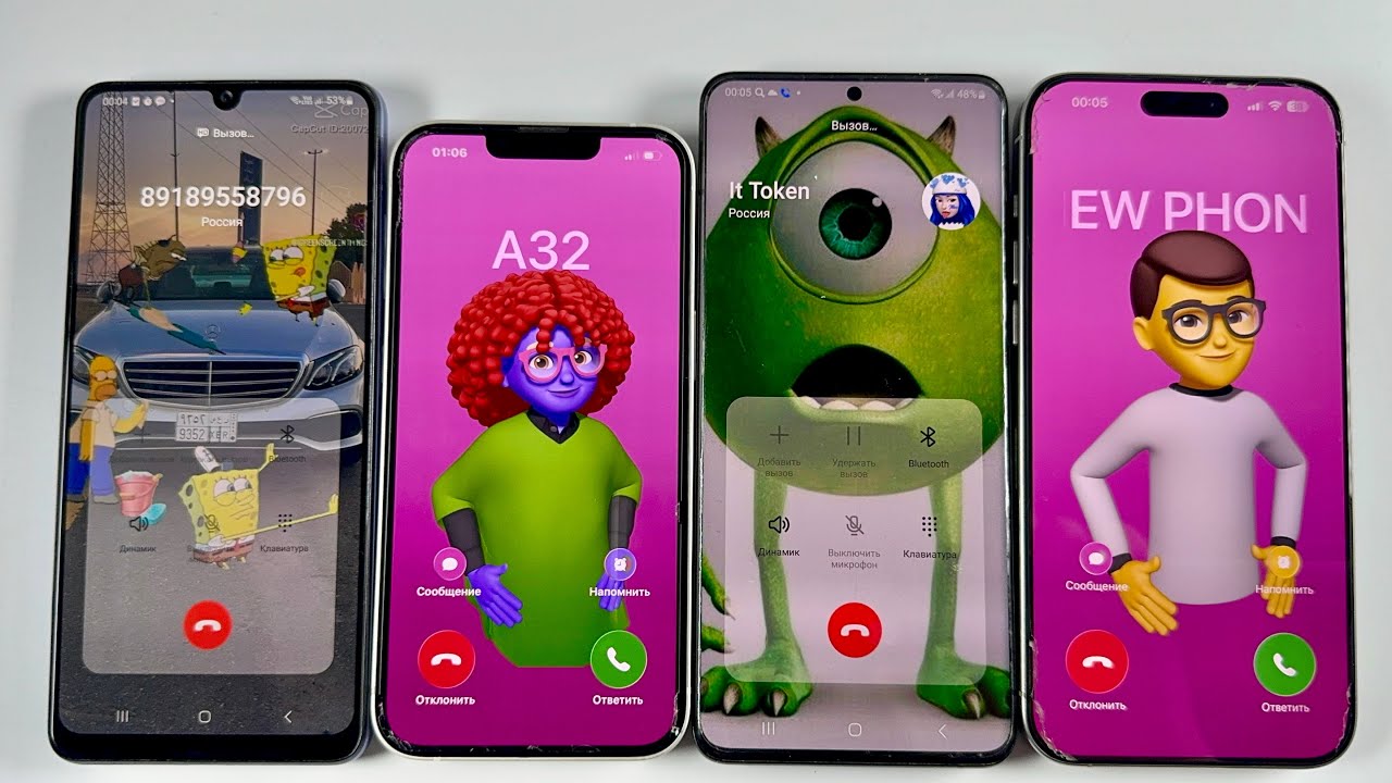 Spongebob washes a Mercedes underwater | Incoming Call Samsung S20 Plus + IPhone 14 + IPhone 15 PRO 