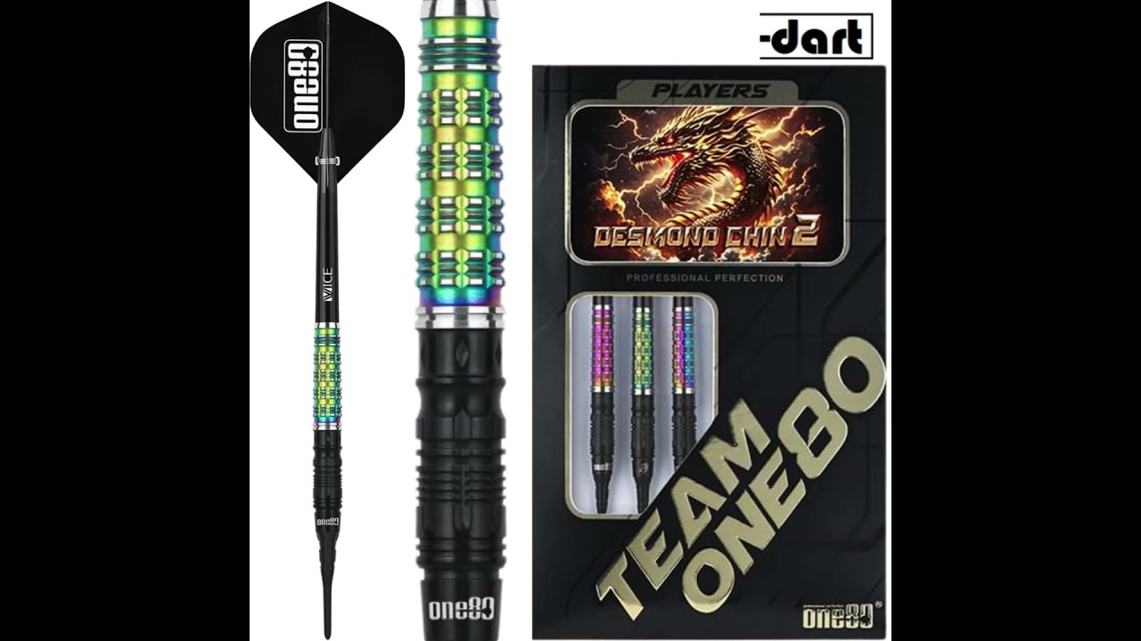 (D DART STORE) ONE80 SOFT TIP DART - 18.5G/20G DESMOND 2 90% Tungsten Signature Dart Set Original