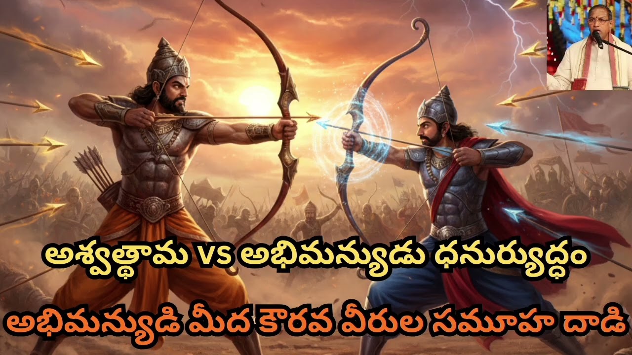 అశ్వత్థామ vs అభిమన్యుడు ధనుర్యుద్ధం | అభిమన్యుడి మీద కౌరవ వీరుల సమూహ దాడి