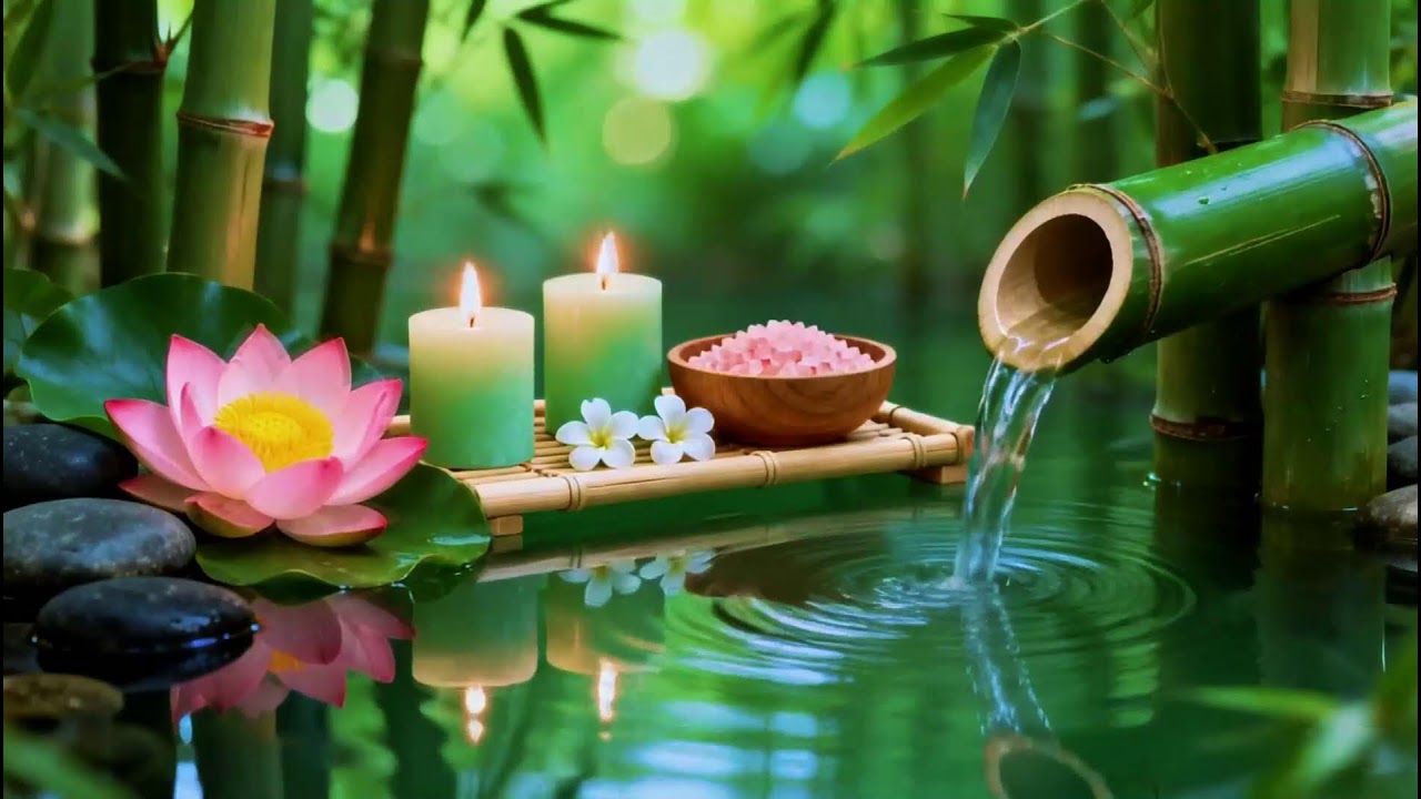 Relaxing Sleep Music with Bamboo Water Sounds 🌿Deep Healing Music for Calm Mind,Spa Ambience & Yoga