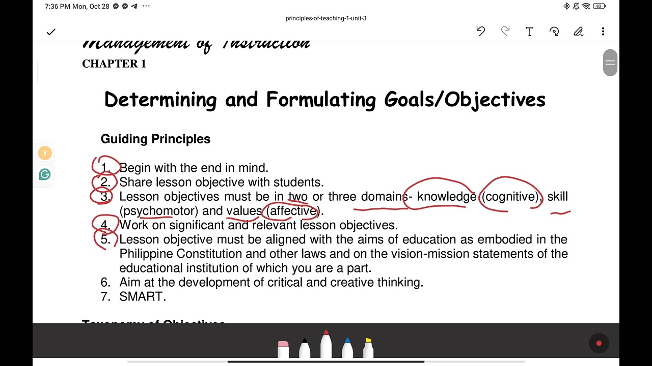 PT C3L1 Objective-Related Principles of Teaching