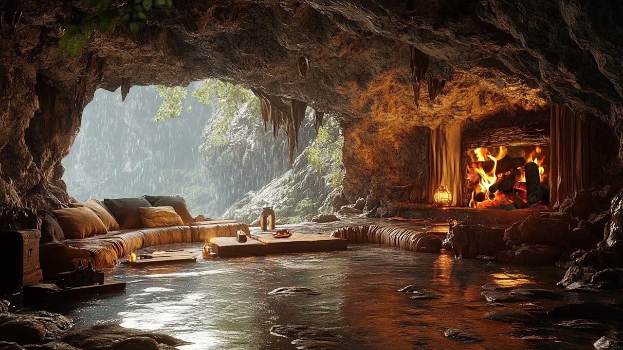 Soft Rain and Silence in a Cave at Night | A Safe Ambience for Deep Rest