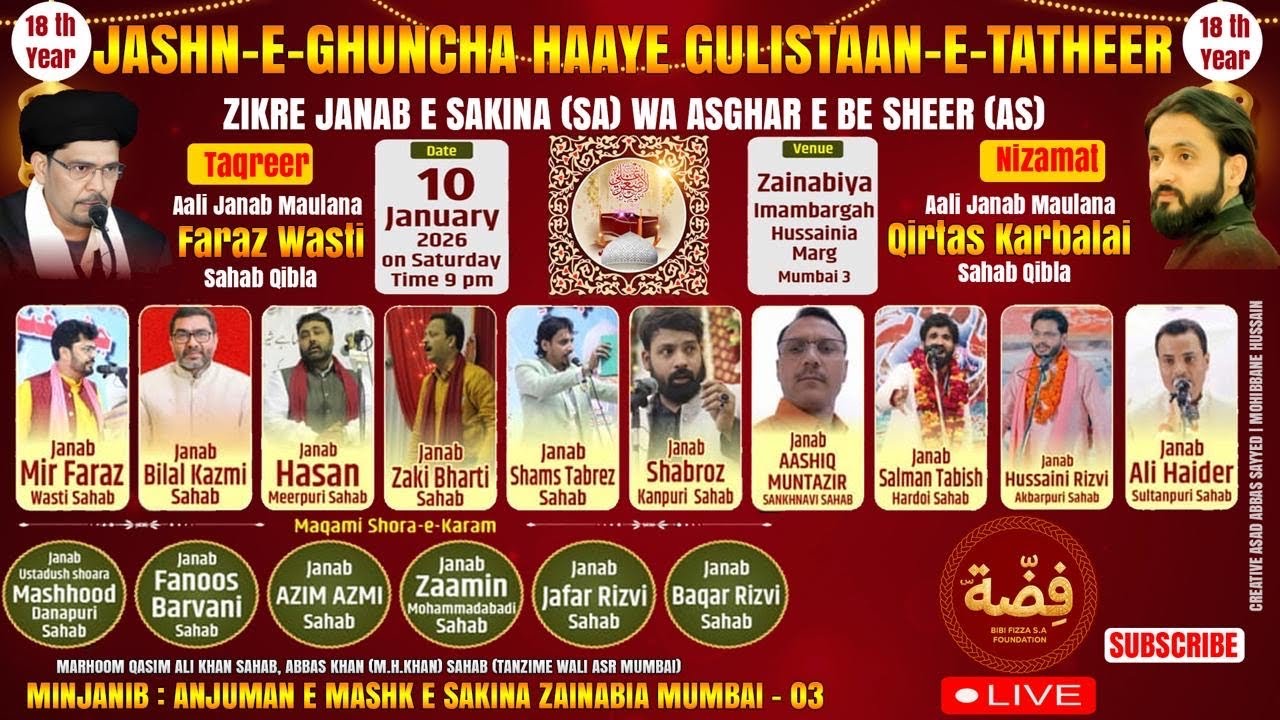 🔴 LIVE | Grand Jashn-e-Ghuncha Haaye Gulistaan-e-Tatheer | Zainabia | Mumbai | 2026