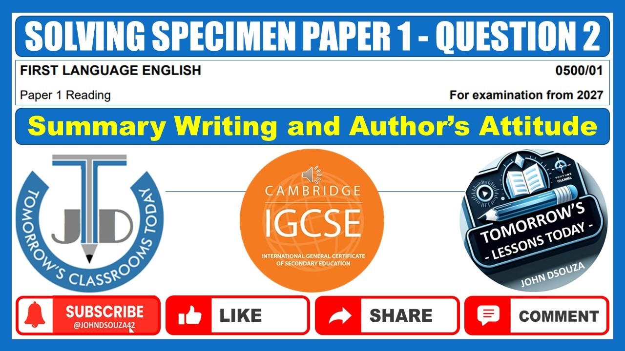 SOLVING PAST PAPERS | FIRST LANGUAGE ENGLISH | READING | PAPER 1 | QUESTION 2 | CAMBRIDGE IGCSE