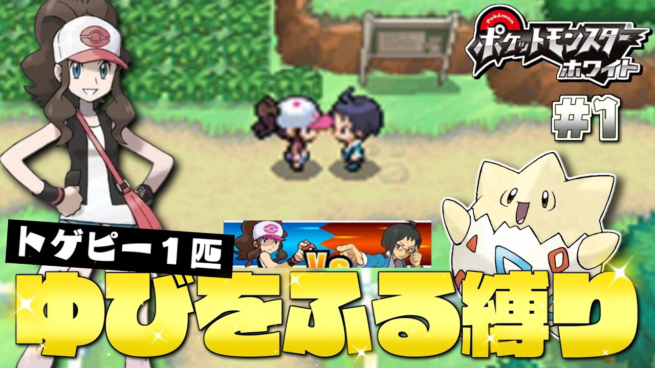 ホワイトをトゲピー１匹のゆびをふるだけでクリアする旅#1【ゆっくり実況】【ポケモンBW】
