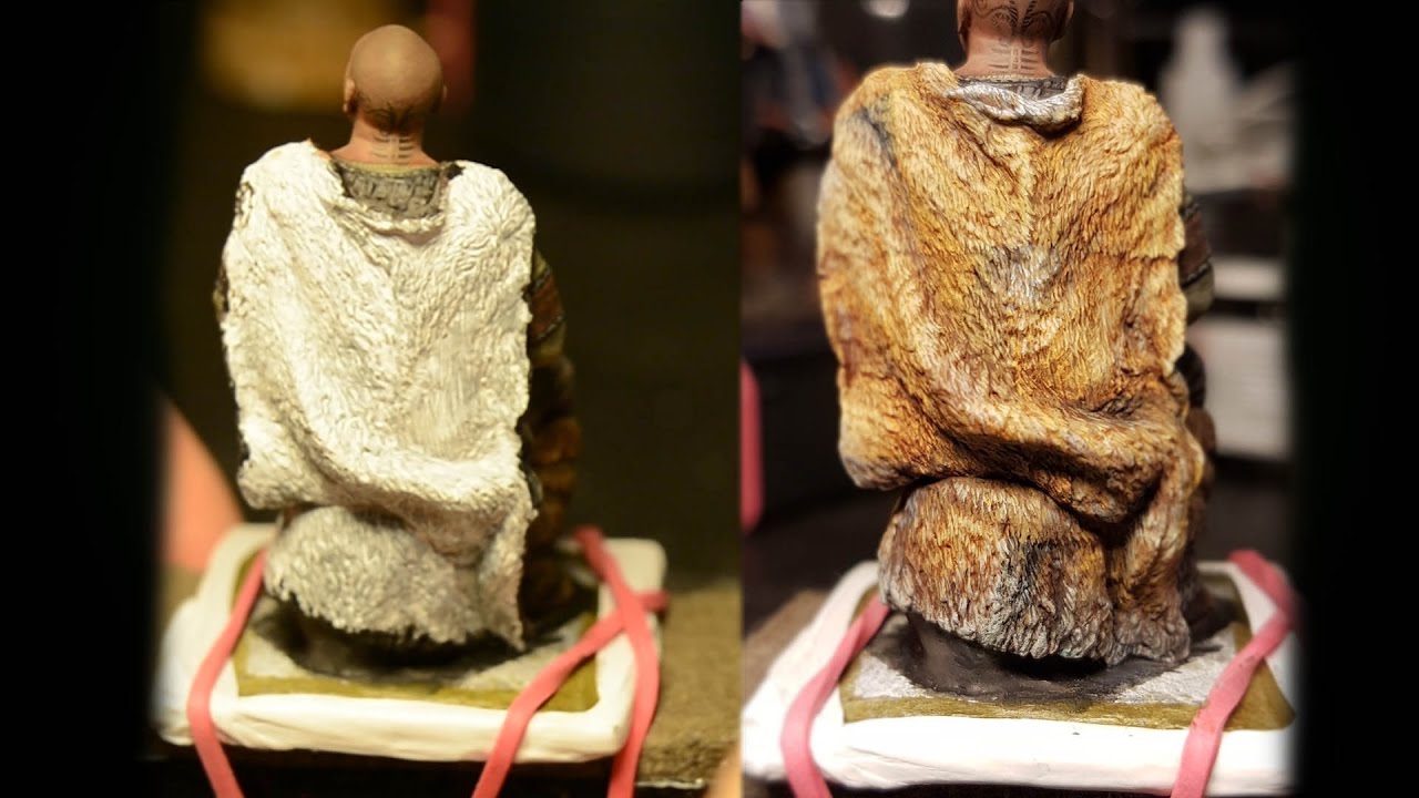 Роспись мехового плаща из лисы. Оловянная миниатюра.  Historical miniature painting process.