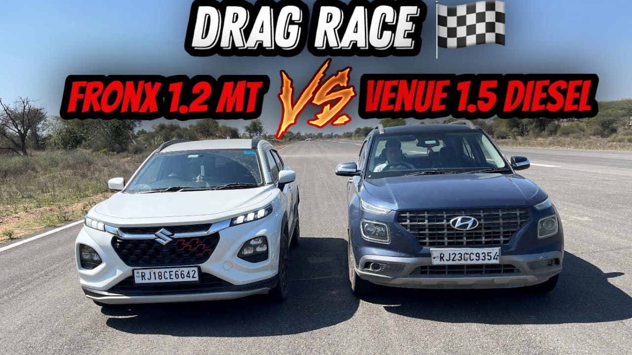 DRAG RACE : MARUTI SUZUKI FRONX 1.2 MT VS HYUNDAI VENUE 1.5 DIESEL MT  || SHOCKING RESULTS || Vikas
