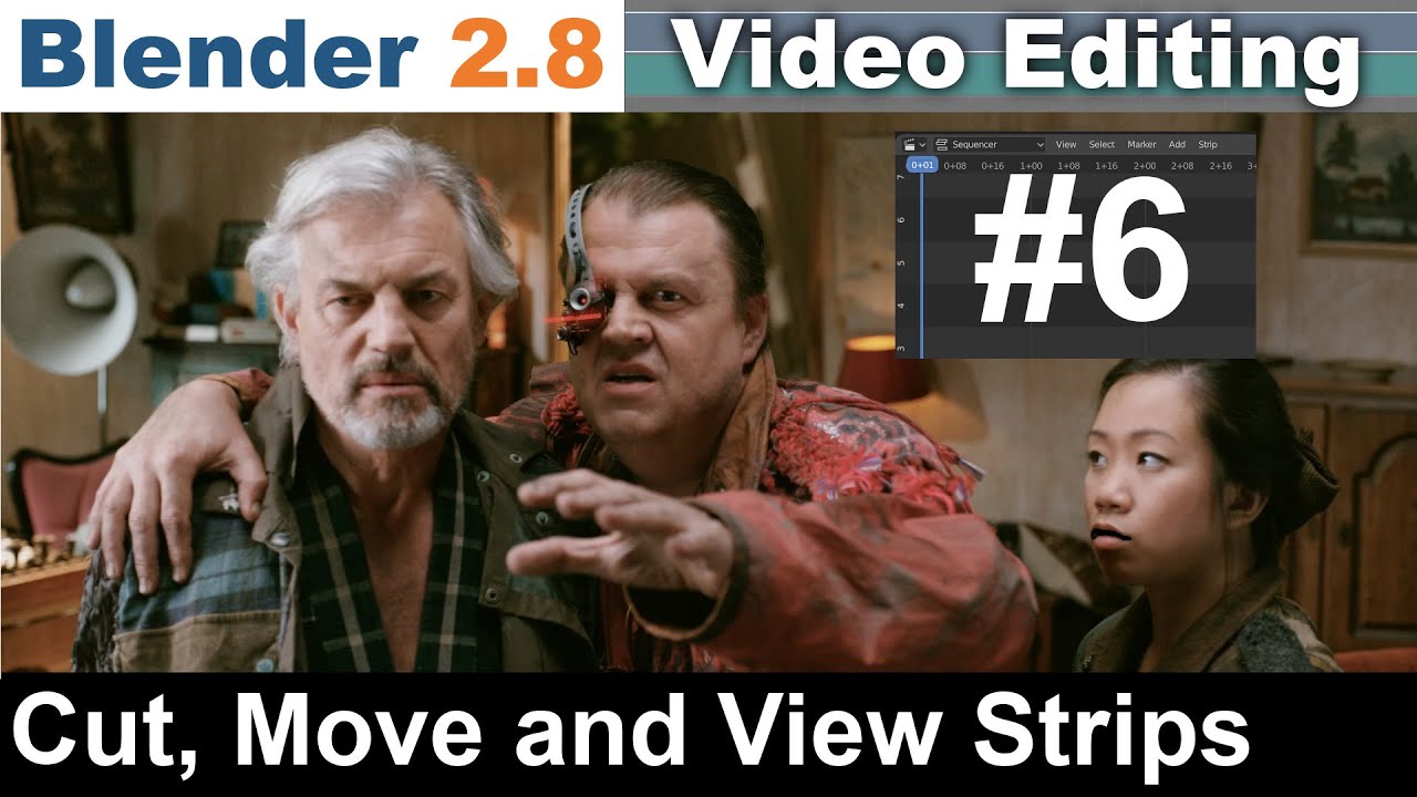 Blender 2.8 Video Editing (Different Cut Types, Moving Strips with Constraints & Views with NumPad)