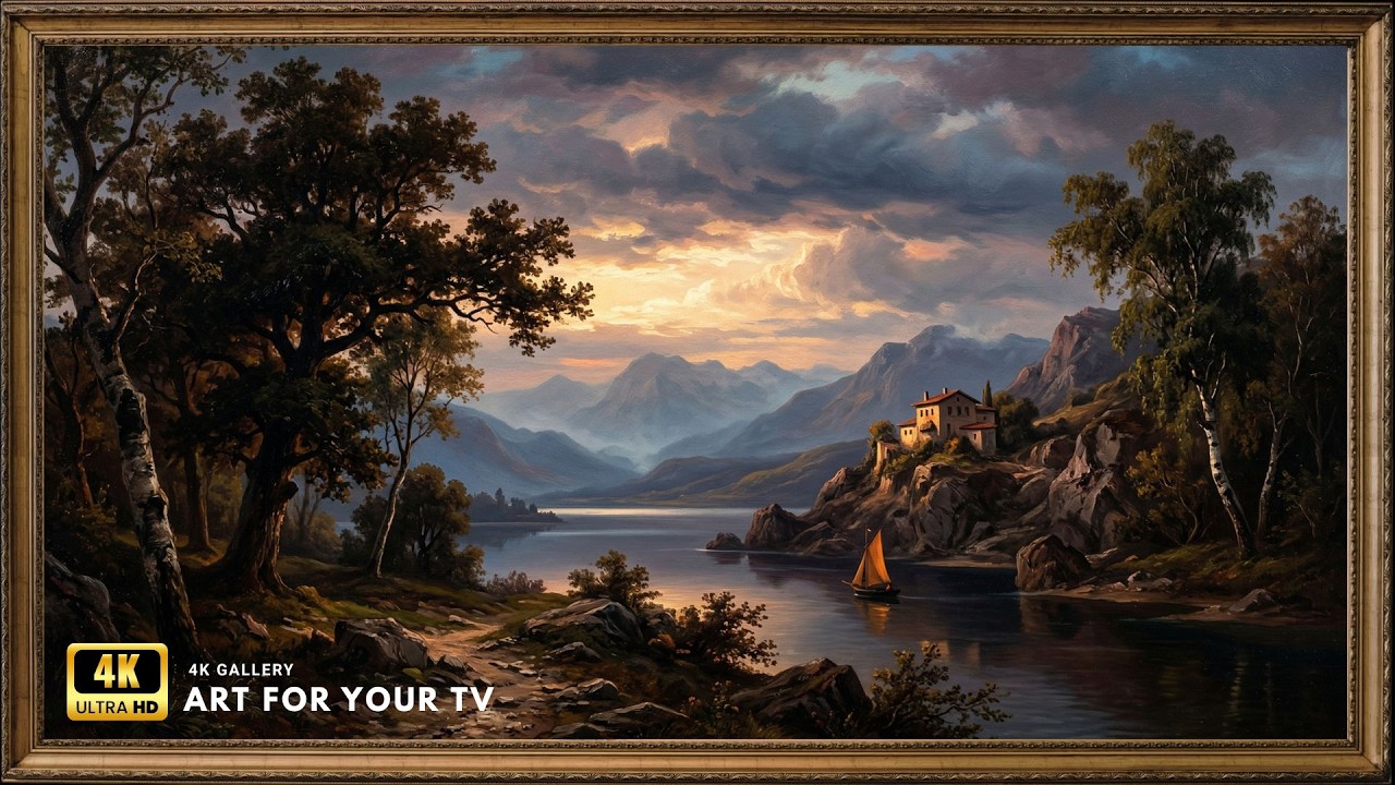 Peaceful Mountain Lake Painting 4K | Relaxing Frame TV Art