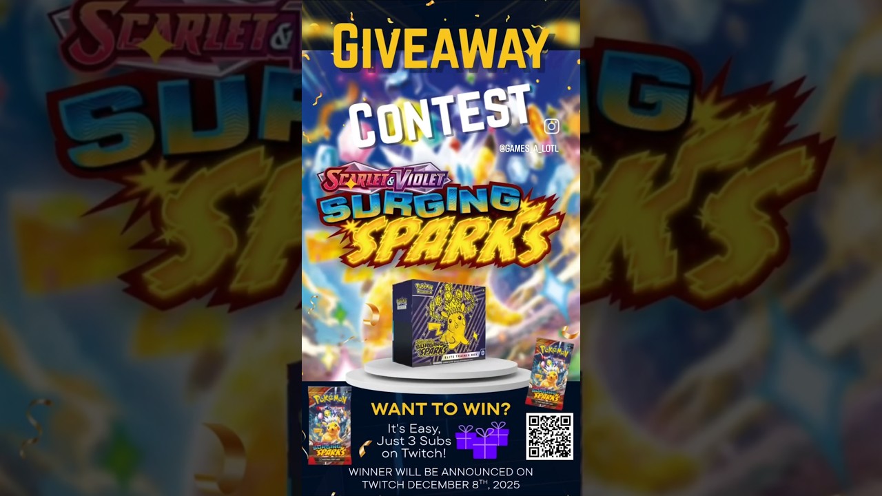 ⚡ Pok&eacute;mon Giveaway! Win a Surging Sparks ETB ✨ Full rules in Discord 💖 #TwitchGiveaway