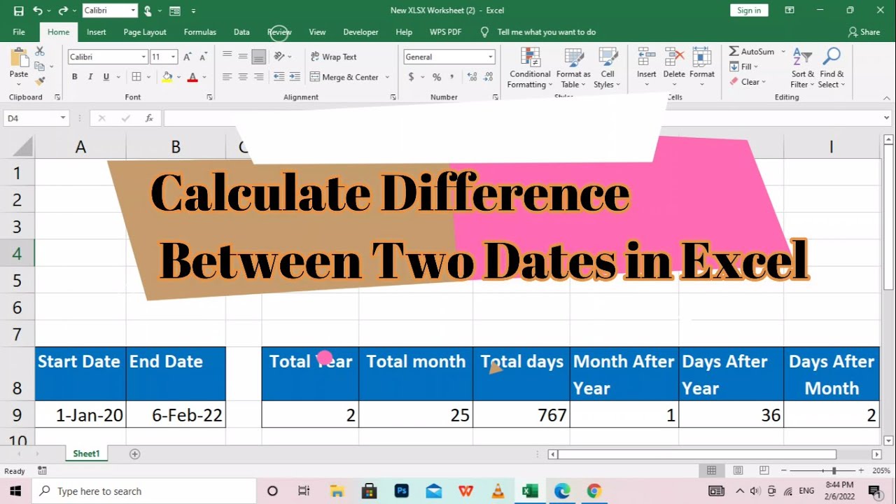 How To Calculate Difference Between Two Dates In Excel
