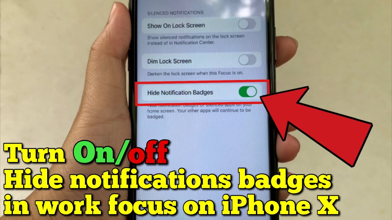 How to turn on or off hide notifications badges in work focus on iPhone X
