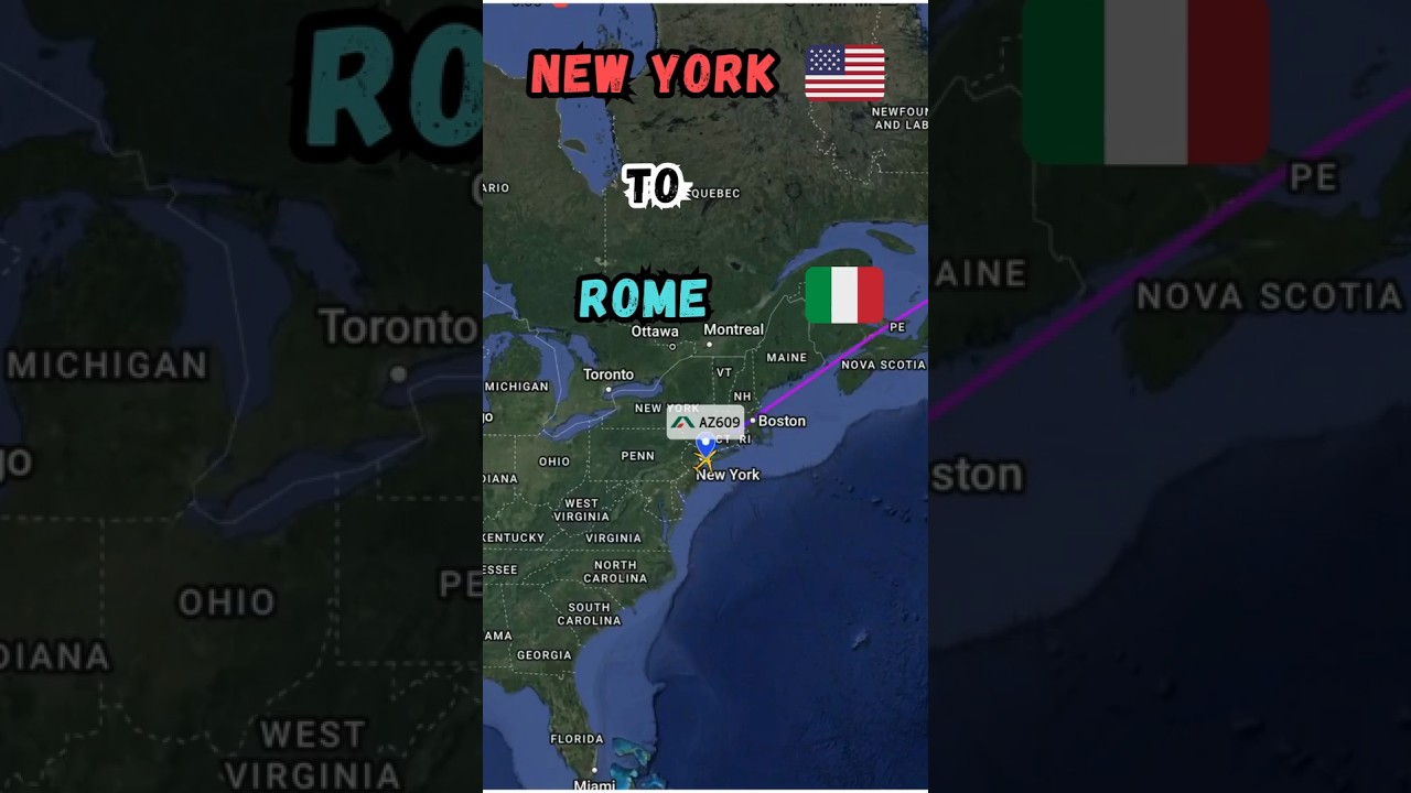 New York 🇺🇲 to Rome Italy 🇮🇹 Flight Route || ITA Airways || AZ609 || Flight Duration 8h 27m ✈️