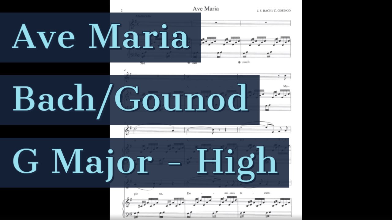 Ave Maria Bach Gounod Piano Accompaniment G Major High Key Karaoke