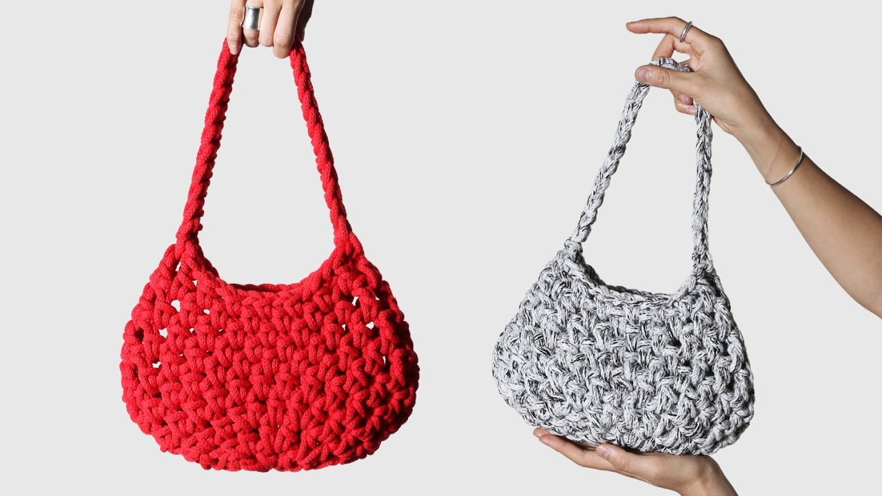 원형 뜨기로 코바늘 호보백 뜨기 / Crochet Hobo Bag Pattern