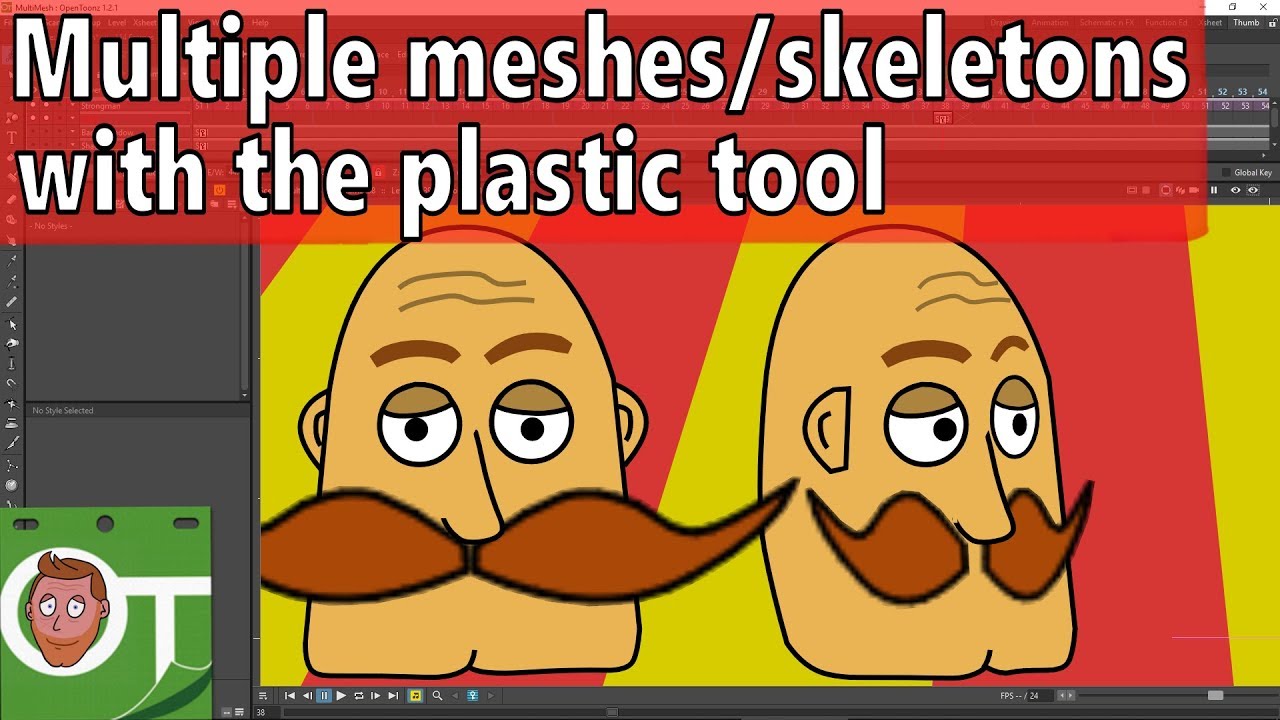 Multiple meshes/skeletons with the plastic tool and cut-out - OpenToonz Tutorial