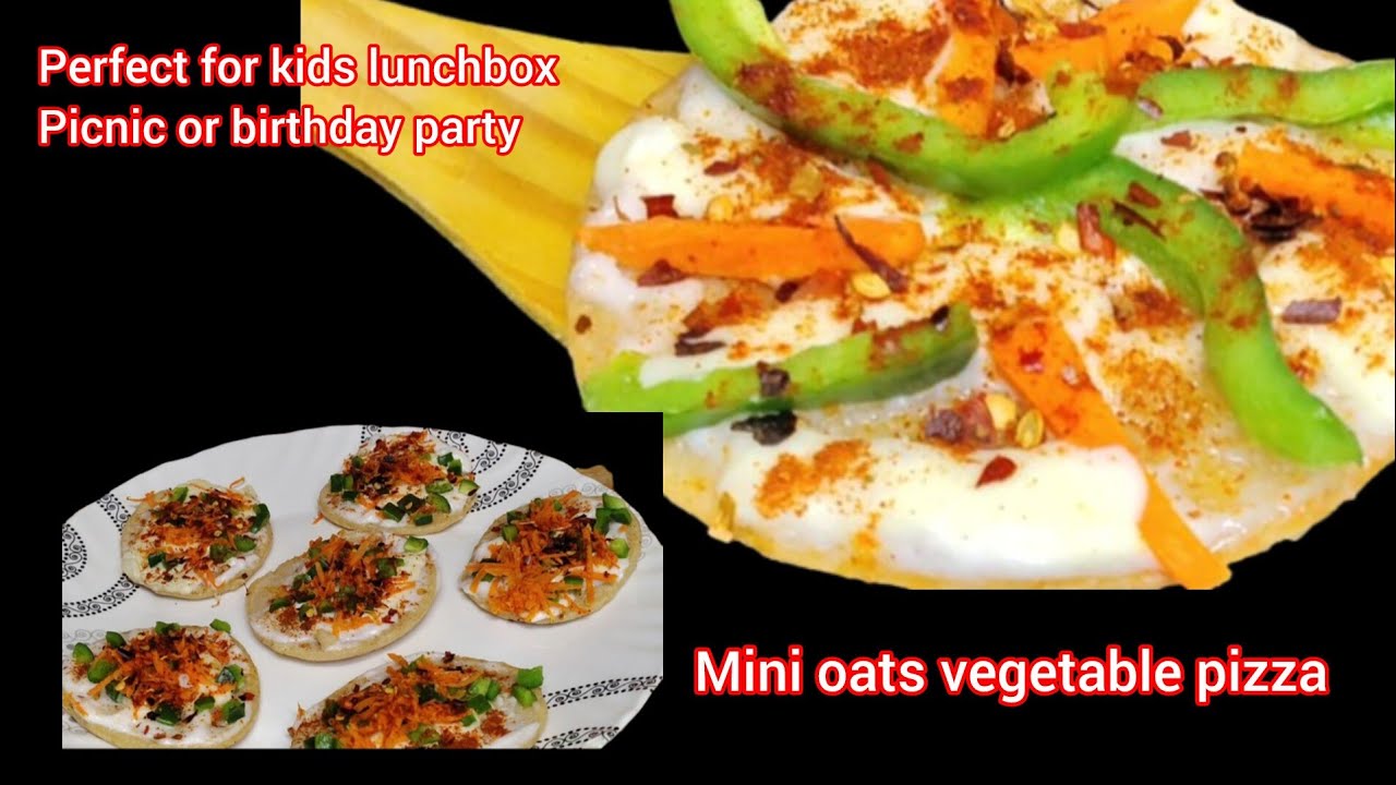 High protein Mini oats vegetable pizza.Quick, easy,Perfect for kids lunchbox,picnic,birthday party
