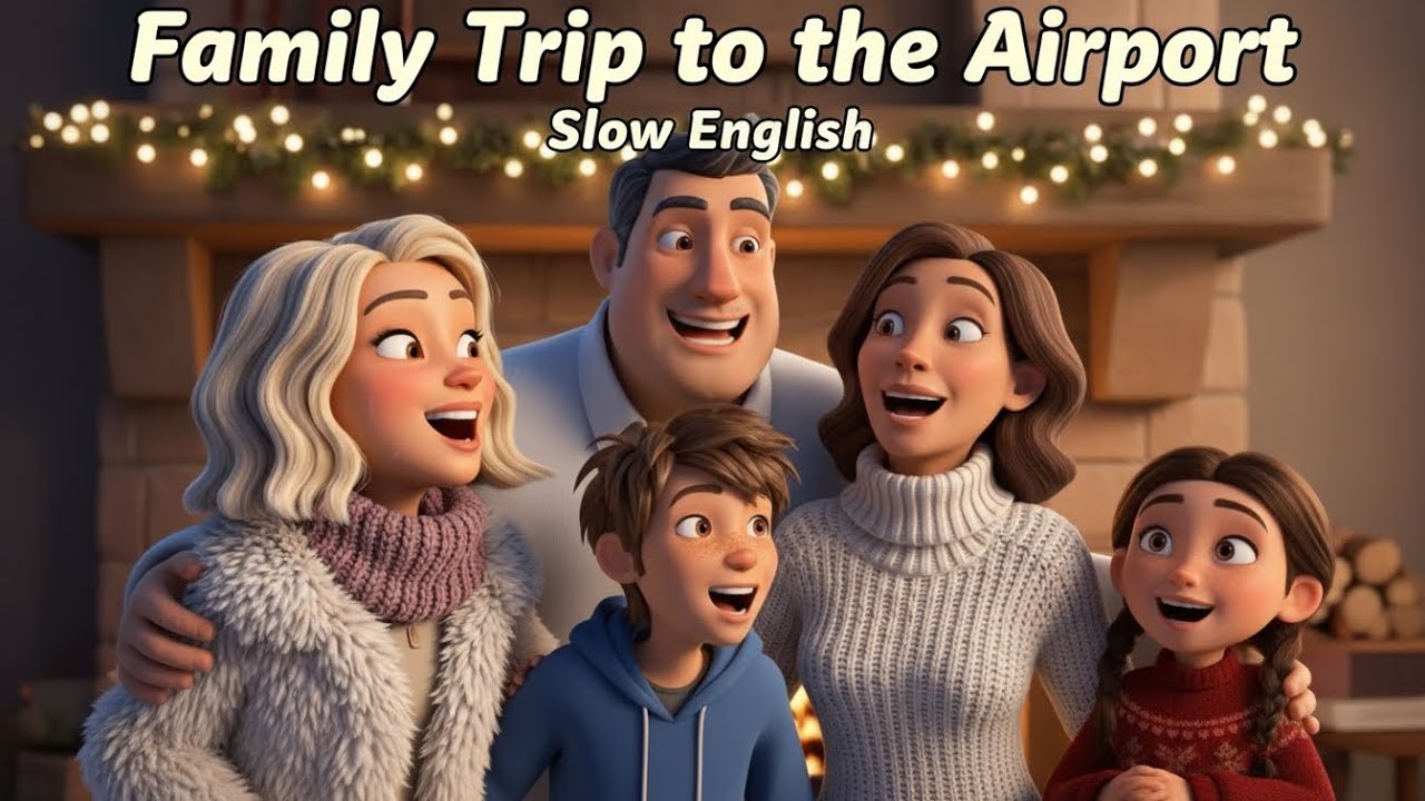 Easy A2 English Story Family Trip to the Airport Listening Practice