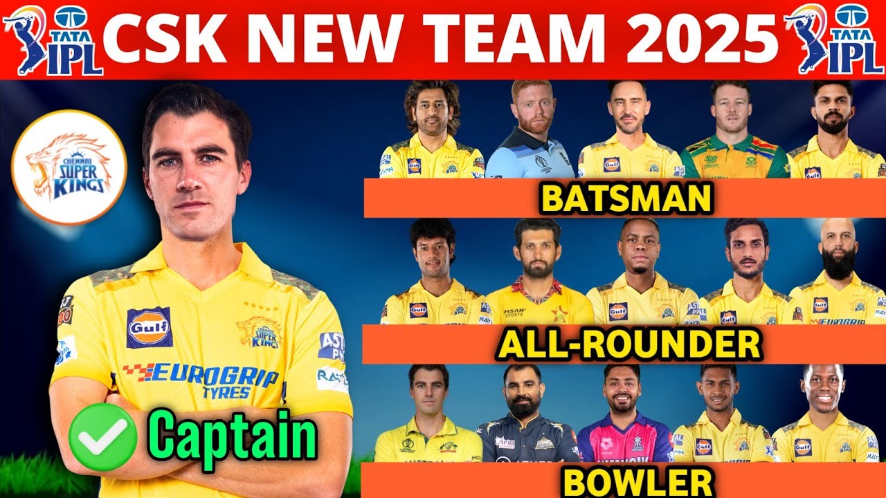IPL 2025 | Chennai Super Kings Full Squad | CSK New Squad 2025 | CSK Team Players List 2025
