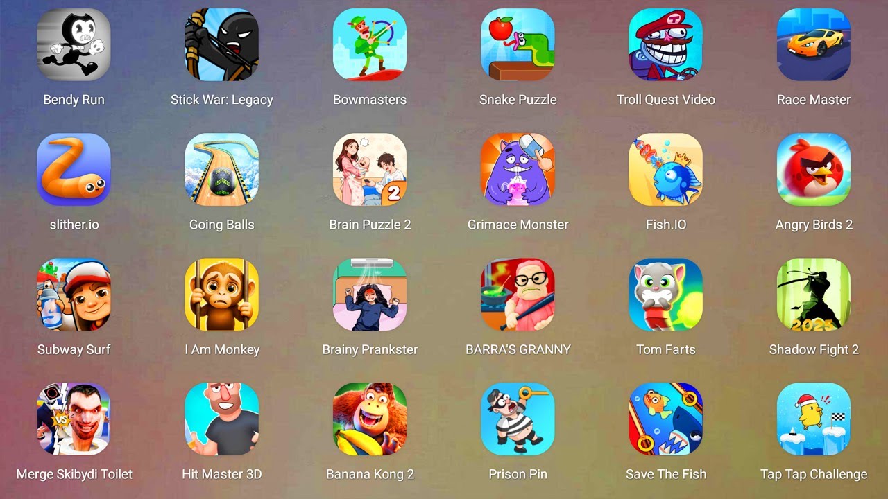 Roblox,Snail Bob 2 Deluxe,Beach Buggy Racing,Slither.io,Talking Tom Gold,I Am Monkey,Find the Alien1