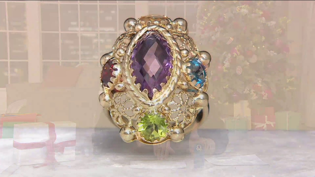 Arte d' Oro 6.00 ct tw Multi-gemstone Oval Ring 18K Gold on QVC