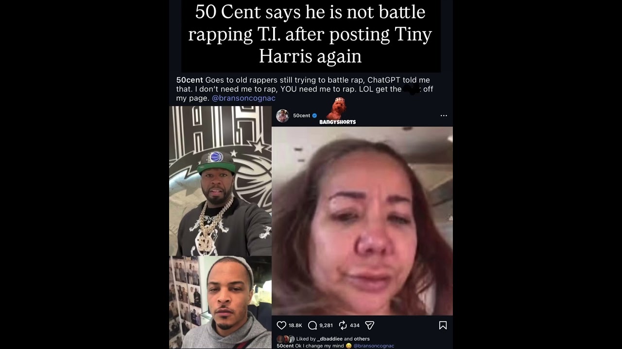 50 Cent says he is not battle rapping T.I. after posting Tiny Harris again