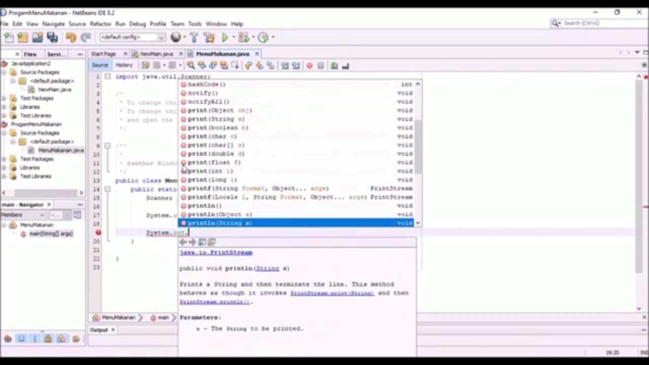 Tutorial membuat program menu makanan